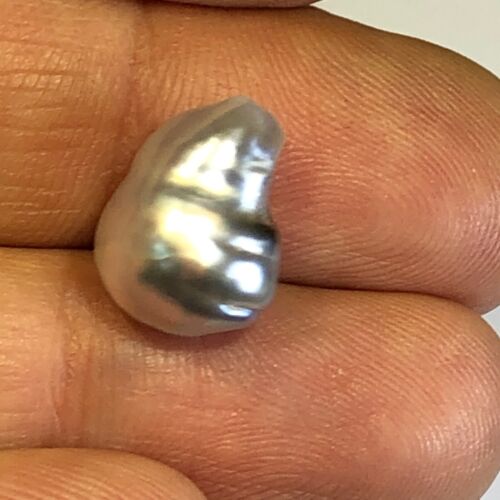 Tahitiperle Barock Salzwasser schöner Glanz Farbe 14x10mm ungebohrt Silber K95 - Bild 2 von 9