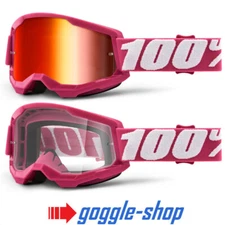 100% STRATA 2 MOTOCROSS MX BIKE MTB GOGGLES FLETCHER PINK CLEAR / MIRROR LENS