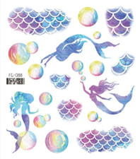 Temporary Glitter Face/Arm Tattoo Stickers Mermaid Bubble Flakes Festival Party