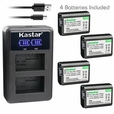 Kastar DUAL LCD USB SLIM Charger  4 Batteries for Sony NP-FW50 Vertical Style 