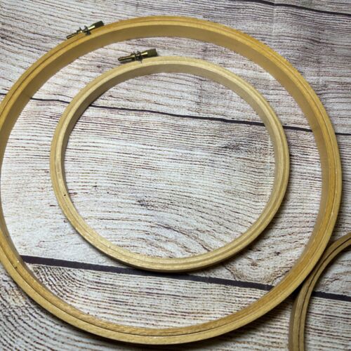 Wooden Cross Stitch Embroidery Hoops 9” 6” Lot Of 3 - Picture 3 of 5