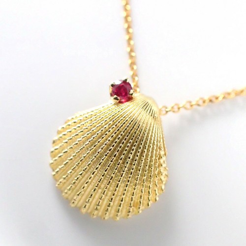 Ruby Shell Necklace 18k 750 Yellow Gold 