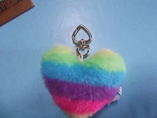 Unique Collectible Keychains Plush 4"in Fuzzy Multicolor Heart