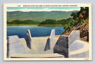 T 23 Morning Glory Spillway South Holston Dam Eastern Tennessee Postcard Linen