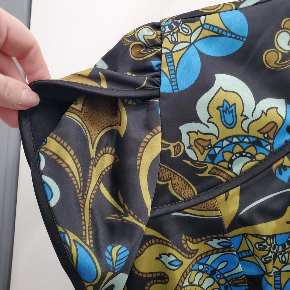 JS Collections Women's Multicolor Paisley Cheongsam Qipao Neck SS Jacket US 12 - Image 2 of 4