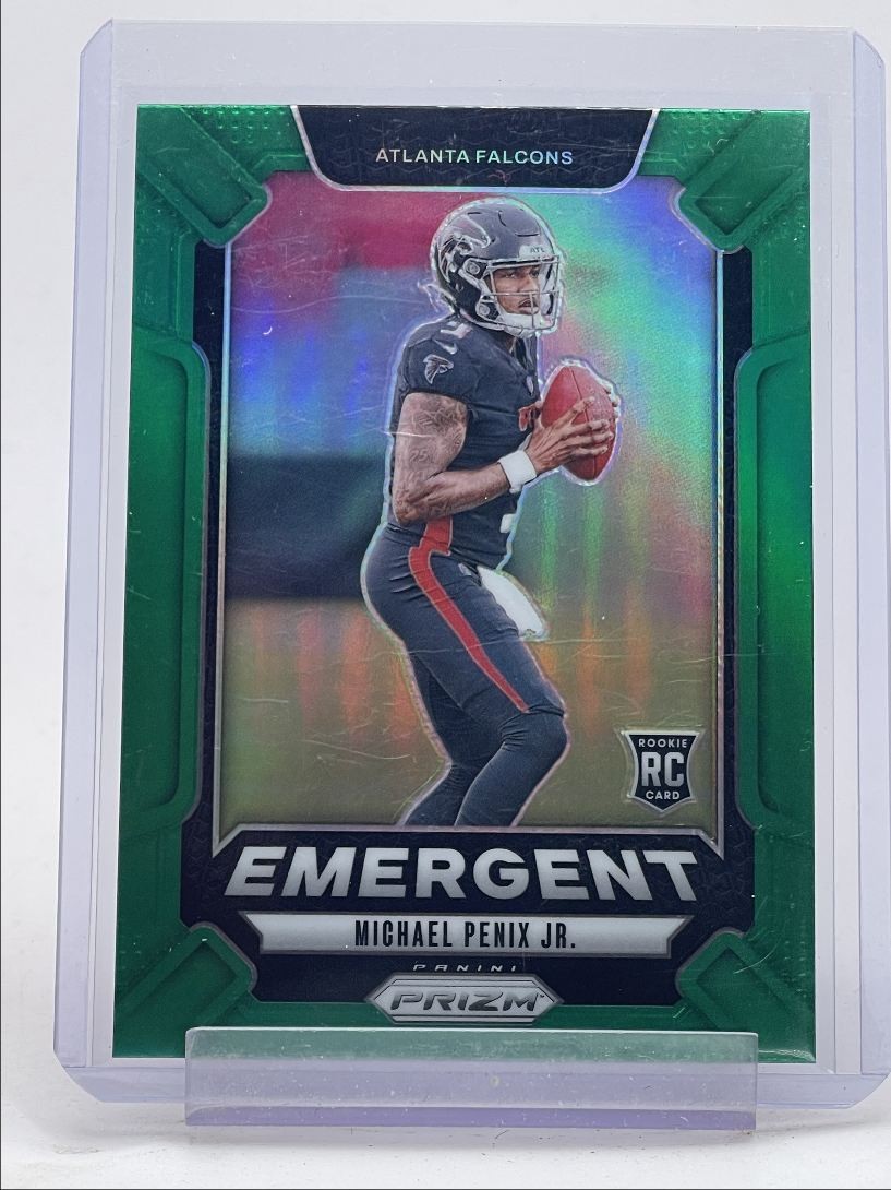 MICHAEL PENIX JR. 2024 PANINI PRIZM FOOTBALL ROOKIE EMERGENT GREEN RC Q3218