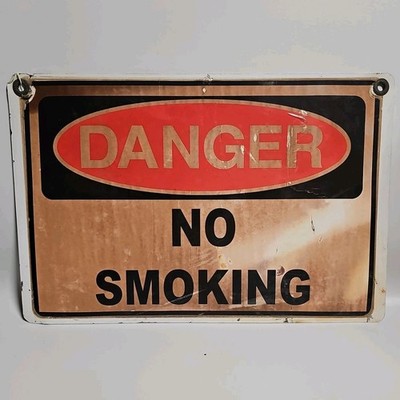 Danger No Smoking Porcelain Standard Signs Inc Cleveland Vintage Gas Oil Service