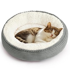 Love's cabin Round Donut Cat and Dog Cushion Bed 20in Pet Bed for Cats or Sma...