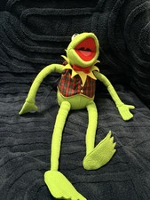 Vtg Kermit Frog Plush 24by Eden Toys Jim Henson Plaid Vest Bow Tie Early 1990sA