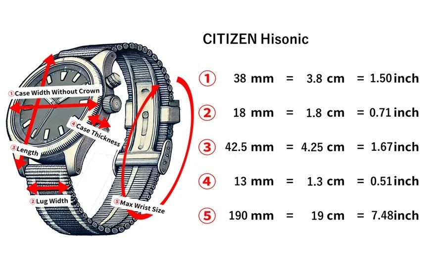 [Exc+5] Citizen Hisonic Tuning Fork 3701-370139 Quartz Sweep Second Men's Watch - Image 2 of 4