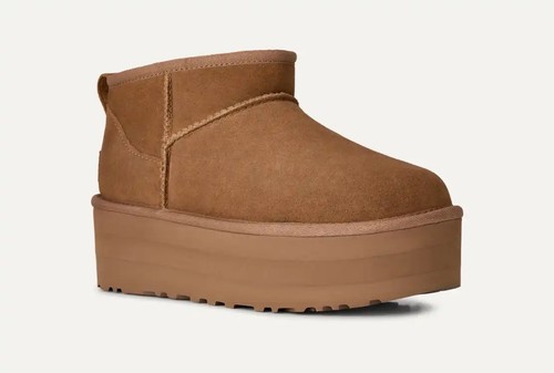 UGG Women's Classic Ultra Mini Platform Boot Suede Upper Chestnut Brown