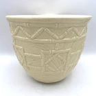 Vintage Haeger USA 5067 Pale Yellowish Cream Bamboo & Leaf Planter Pot