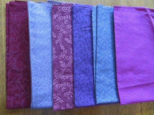 6 Fat Quarters Purple And Mauve Colors Cotton Fabric - Picture 3 of 3