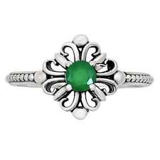 Natural Green Onyx 925 Sterling Silver Ring s.7 Jewelry R-1721
