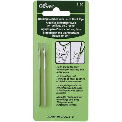 Clover 3160 Darning Needles W/Latch Hook Eye-2/Pkg