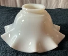 Vintage Ruffled Hanging White Milk Glass Fluted Edge Lamp Shade 2.25" Fitter