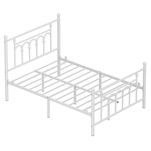 Full Size Metal Bed Frame with Headboard, Footboard, No Box Spring Needed, Pl...