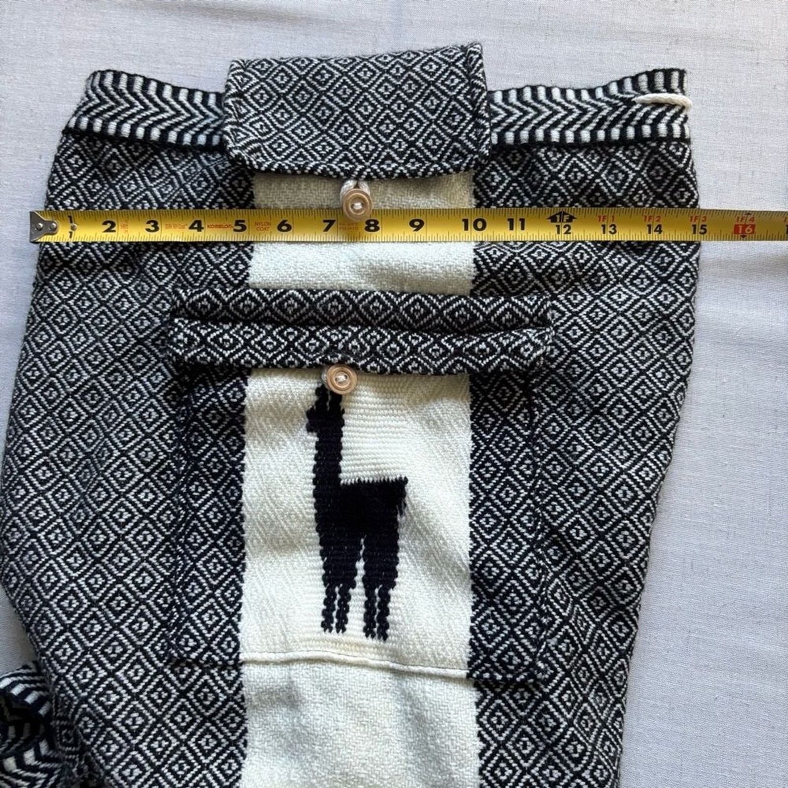Peruvian Wool Handmade Alpaca Backpack Black White - image 10