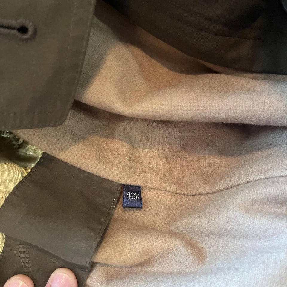 Gabardina Ralph Lauren 42R Dbl Pechos Marrón Todo Clima Forro de Lana Extraíble Foto 4 de 4