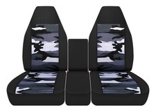 Fits 1994-2002 Dodge Ram Truck Black And Camo Design 40-20-40 Front Seat Covers