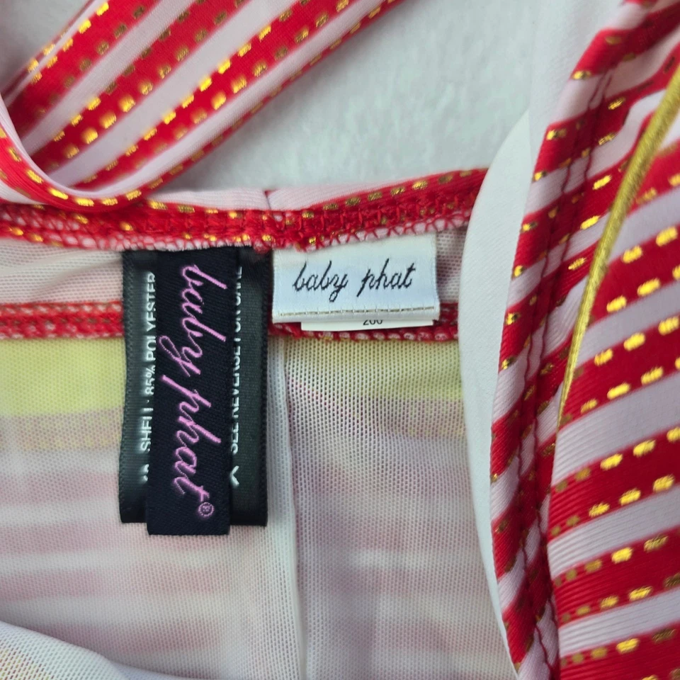 Traje de baño de una pieza con halter a rayas rojas Baby Phat talla grande 3X Foto 4 de 4