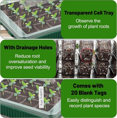 2x Zimmergewächshaus Anzuchtkasten Mini Gewächshaus Anzucht Set Setzling 80 NEU - Bild 8 von 15