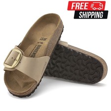 Birkenstock Madrid Big Buckle Nubuck Leather Sandals Sandcastle Brand New