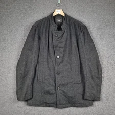 JOOP! Jacket Mens L Large 42 Grey Charcoal Wool Blend Check Button Coat