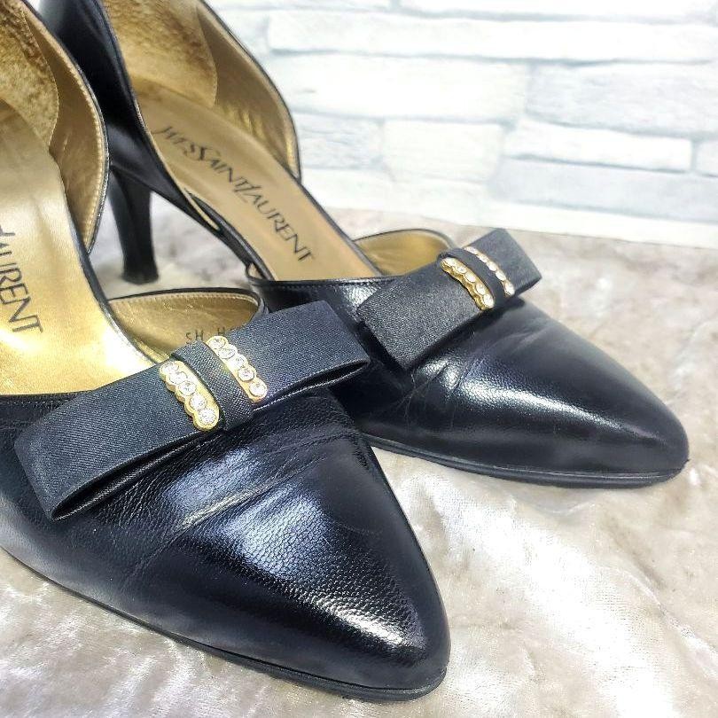 Saint Laurent decolte tacco YSL EU35 5 US5 5 pelle nera 09265a