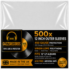 500 12" Inch Outer Vinyl Album 3 LP 450g Gauge Polythene Plastic Record Sleeves