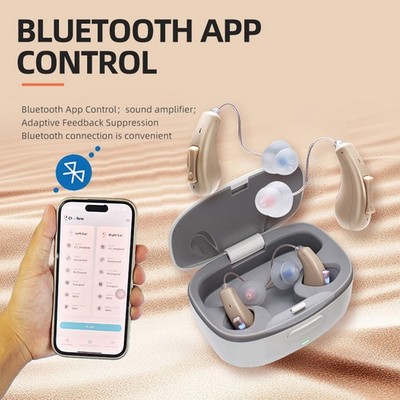 Bluetooth Hearing Aids with Phone Call & Music Streaming APP Control For Adults