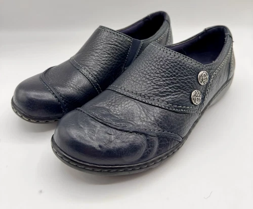 Scarpe mocassini Clarks Bendables da donna taglia 8 5 in pelle slip on nere