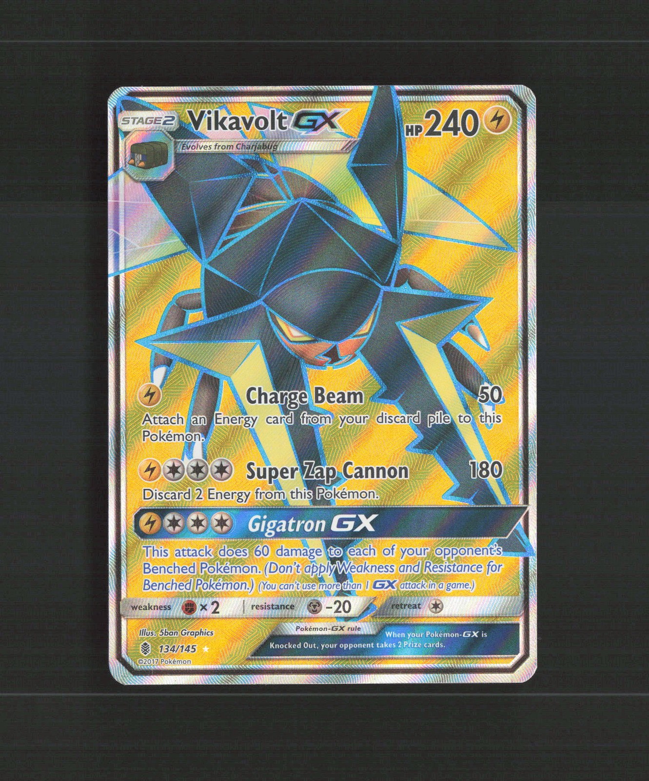 Vikavolt GX 134/145 Guardians Rising Full Art Ultra Rare Holo Pokemon Card LP