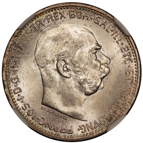 1914 Austria 1 One Corona Silver Coin - NGC MS 66 - KM #2820