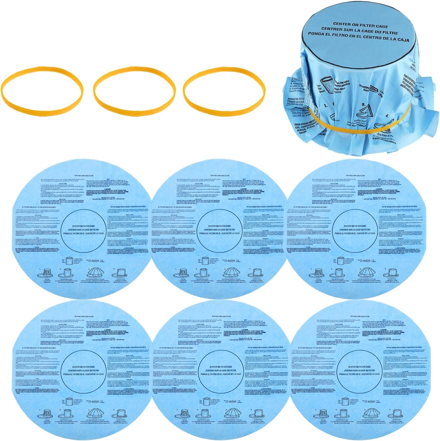 Reusable Wet Dry Vac Filter VF2002 90107 Dry Disc Vacuum Filters for Most 5 Gall