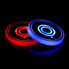 LED Car Cup Holder Lights, 7 Colors Changing USB Charging 3 Circles, 7
