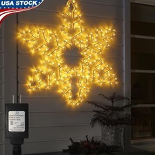 Large Christmas Snowflake Lights Outdoor W/ Timer Corded LED Decoration New