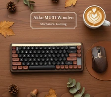 Akko MU01 Autumn 65% Walnut Wooden Keyboard – RGB Wireless/Wired