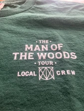 THE MAN OF THE WOODS TOUR LOCAL CREW USED TEE SHIRT FROM CONCERT