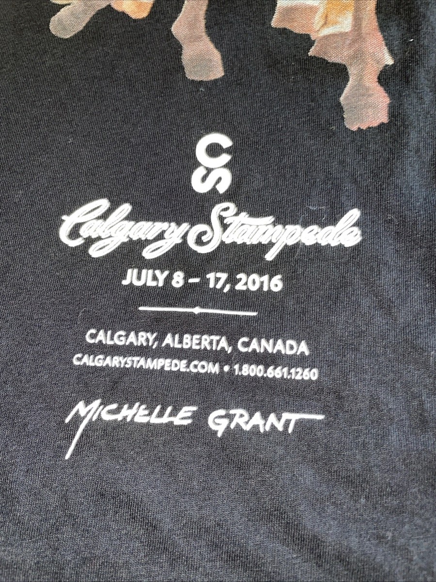 The Authentic T-Shirt Co SZ LG Black Calgary Stampede Horses Michelle Grant Art View 4