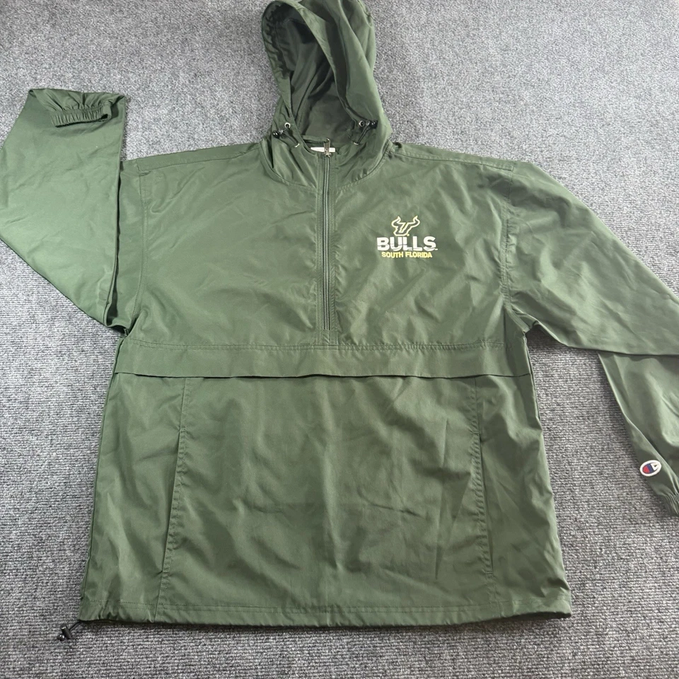 USF South Florida Bulls Champion Green Windbreaker Rain Light Jacket Men's L - Image 1 of 4