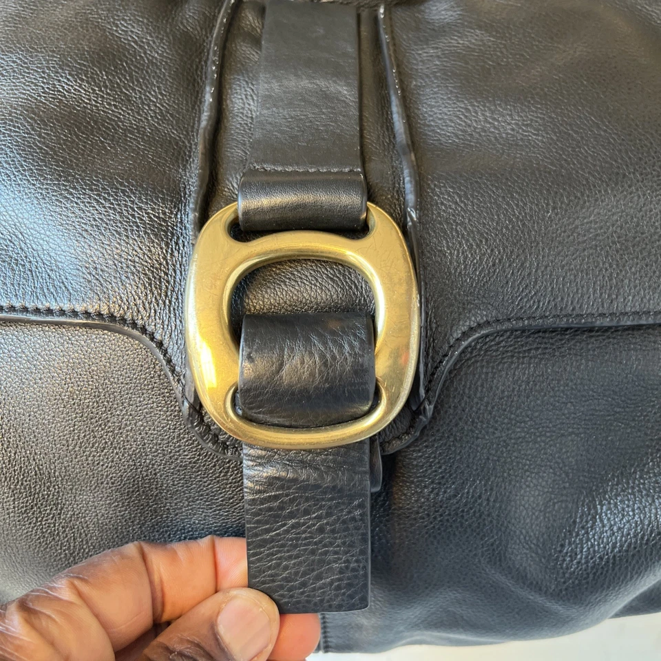 Kooba Black Leather Hobo Large Bag Zipper Pockets Slouchy Chic Boho Y2K Urban - Image 3 of 4