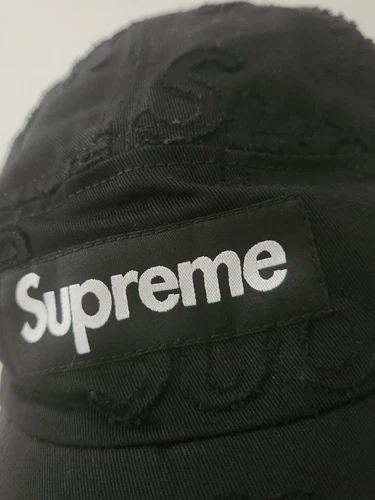 SS23 Supreme Lasered Twill camp cap black hat