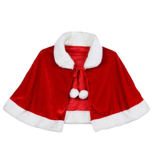 Christmas Cloak Plush Balls Lace up Winter Cape for Holiday Xmas Supplies - Picture 4 of 7