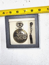 MOTORCYCLE POCKET WATCH WITH CHAIN GOLD BRONZ TONE NEW UNKNOWN BRAND