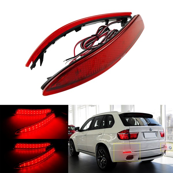 2X RüCkstrahler StoßStange Reflektor Licht Rot FüR Bmw X5 E70 BJ.2006-02/2010-image