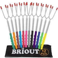 Briout Marshmallow Roasting Sticks 12 Colors Extra Long 45'' Stainless Telesc...