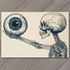 Art Print Gothic Skeleton Holding Eye Surreal Fantasy Macabre Horror Dark Skull
