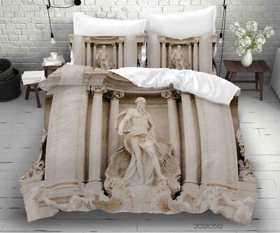 3D Griechisches Gebäude Statue Kunst Quilt Cover Set Bettwäsche Sets Kissenbe...