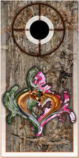 Deer Heart Camo Cornhole Wrap Bag Toss Skin Decal Sticker Wraps